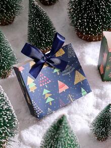 10pcs/Set Christmas Gold Foil Square Gift Box/Creative Candy Gift Box - High-End Printed Christmas Tree Gift Box - View 8