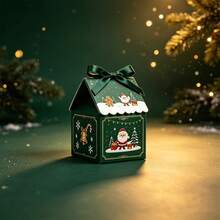 10pcs/Pack Christmas Party Gift Candy Cookie Baking Paper Boxes With Handles, Decorative Boxes For Christmas Room Decor - View 2