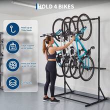 GOCAPTAIN Freestanding Bike Rack Stand, Floor Bike Storage Holder For Garage & Home - Steel Upright Organizer, Stable Design - Black - Black - View 7