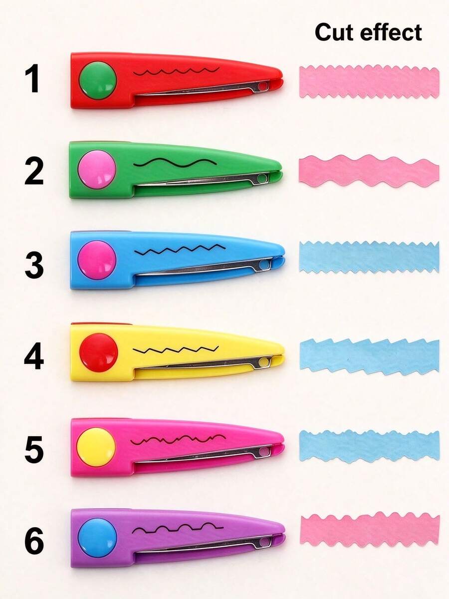7pcs, Material: Polypropylene. This Set Of Wavy Edge Safety Scissors Is A Complete Multi-Functional Handicraft Tool, Including Various Different Shapes Of Cutting Tools, Suitable For Handicraft, DIY Activities, Paper Cutting And Sewing, Student Scrapbook Making, And Christmas Gift Making (1/3/6/7pcs)