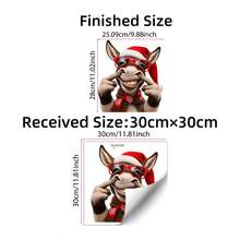 BRUP 1PC Christmas Donkey Static Window Stickers, Funny Donkey With Santa Hat & Red Glasses, Festive Decor For Home Window, Shop And Cafe Glass Display - Multicolor - View 3