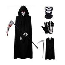 4pcs Halloween Hair Accessories Set, Unisex Adult Grim Reaper Cloak, Party Performance Costume, Wizard Robe, Vampire - View 2