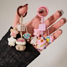 1PC Cartoon Acrylic Otter Figurine Bag Charm Hand-Painted Beaded Colorful Five-Pointed Star Keychain Pendant - Multicolor - View 3
