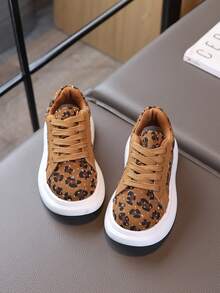 1 Pair Kids' Retro Versatile Star Pattern Leopard Print Sneakers, New Autumn Outdoor Casual Shoes For Boys And Girls - Brown - View 4