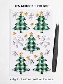 1pc Christmas Theme Rhinestone Decor Sticker Set With Tweezers, 3D Acrylic Hollow Self-Adhesive Rhinestone Stickers, Santa Claus, Christmas Tree, Snowflake, Gift Sock, Snowman, Christmas Hat, Candy Cane And More Christmas Patterns, Suitable For Phone, Water Cup, Camera, Earphone, Greeting Card, Gift Packaging, Photo Frame, Photo Album, Notebook, Aromatherapy Cup And More - one-size - View 12