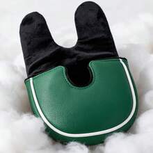 1PC Golf Mallet Putter Head Cover, Classic Green Jacket Pattern Embroidery Golf Putter Cover, PU Magnetic Golf Putter Head Protector - Multicolor - View 5