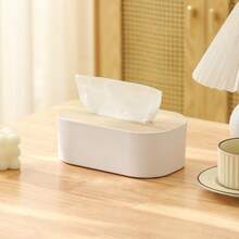 1pc Striped Tissue Box Cover Storage Rack, Nordic Minimalist Style, Rectangular, Home Supplies, Table, Home Decor, Home Organization And Storage, Room Decor, Bedroom Decor, Kitchen Accessories, Kitchen Tools, Kitchen Storage, Travel, Vacation - Multicolor - View 12