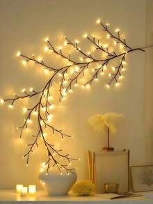 1pc Brown Vine 96 LED Twinkle Fairy String Lights, 6ft Flexible, USB Powered, 8 Modes, Suitable For Indoor Decoration, Wedding, Valentine's Day And Christmas Decor - A - View 11