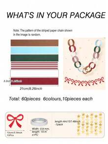 61/303/72/204 Christmas Hanging Decorations Including Paper Chains, Stars And Tassels, Suitable For Decorating Porch, Party Backdrop, Ceiling, Window For Christmas Party, New Year Celebration, Home Decor, Baptism, Birthday Party Backdrop - View 9