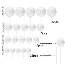 40pcs Multicolor Metallic & Matte Spherical Cake Toppers, Mini Foam Ball Decorations For Birthday & Wedding Cake Decor - Multicolor - View 19