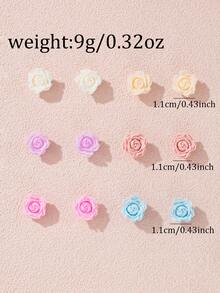 6 Pairs Women's Cute Small Flower Stud Earrings, Hypoallergenic Jewelry Set For Daily Wear, Dating And Outings, Gift - Multicolor - View 6