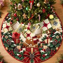 1pc Gingerbread Man & Santa Claus Pattern Christmas Tree Skirt, Elegant Color Holiday Decor, 5 Sizes, Unisex Holiday Gift, Suitable For Home And Party Christmas Home Decoration - Gingerbread Man Santa Claus - View 7