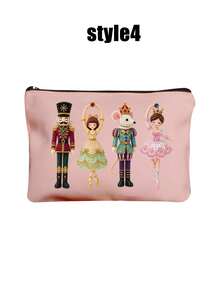 2D Christmas Theme Nutcracker Makeup Bag, Includes Christmas Ballet And Other Elements, Holiday Gift Bag, Toiletry Bag, Multi-Functional Bag, Suitable For Commuting, Back To School, Travel, And Other Occasions (2D Printed Pattern) - Multicolor - View 12