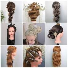 Long Hair Training Mannequin Head For Braiding, Styling And Hairdressing Practice With Hair Styling Tools - View 8
