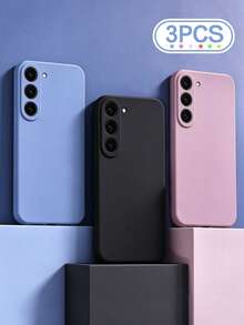 3pcs Solid Black/Grey/Pink Hollow Minimalist Fashion Anti-Drop Phone Case, Compatible With Samsung Galaxy S26 S26 U S25/S25PLUS/S25 Ultra/A16/A36/A26/A56/A50/A12/A32/A52/A72/A51/A21S/A13/A14/S24/S24PLUS/S24Ultra/S20/S23/S22/A53/S20FE/S21/, Compatible With Xiaomi 11/12Pro/12/12X/13Pro/14Pro/15Pro/X3pro/, Compatible With Redmi 10/9/Note9/12c/Note11pro/Note8Pro/9C/9a/, Anti-Drop Phone Protective Case - Multicolor - View 77