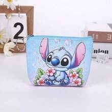Mesuca Cute Stitch Zipper Coin Purse, Waterproof Oxford Fabric, Kawaii Cartoon Style, Lilo & Stitch Character Print, Blue Pink Multi Colors - Multicolor - View 6