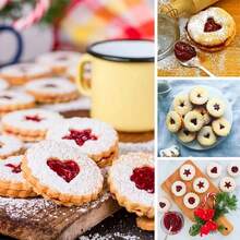 9pcs Christmas Theme Mini Stainless Steel Cookie Cutter Set, Small Hollow Cookie Cutters With Wavy Edges In Heart, Star, Christmas Tree And Gingerbread Man Shapes, Suitable For Making Jam-Filled Cookies - View 6