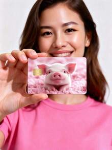 4/2/1pc Funny Pink Pig Credit Card Sleeve Sticker Protector, Paper PVC Material Anti-Fingerprint Scratch-Resistant Wear-Resistant, Birthday Party Gift Suitable For Men And Women, Chip Card, Bank Card, Credit Card, Transit Card, Access Card, Student Campus Card Personalized DIY, Privacy Protection - Multiple Styles - View 4