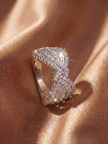 1pc Bowknot Water Drop Shiny Ring, Classic Transparent Glossy, Women's Girls Ring Jewelry, Vintage Fashion Ring Accessory Gift - Luxury Bow - View 5
