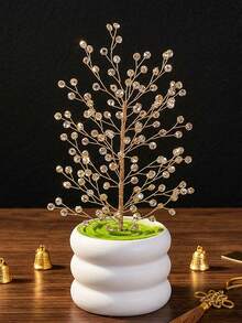 1pc Shiny Rhinestone Artificial Flower Potted Plant Faux Flower Stem Festival Creative Ornament Home Room Desktop Office Wedding Garden Decor - Multicolor - View 7