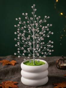 1pc Shiny Rhinestone Artificial Flower Potted Plant Faux Flower Stem Festival Creative Ornament Home Room Desktop Office Wedding Garden Decor - Multicolor - View 4