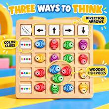 Wooden Fish Direction Matching Game With Color Sorting And Arrow Tiles - Fish Matching Game - View 4
