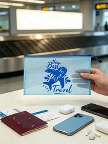 Aircraft Theme Grid File Storage Bag/Passport Storage, Airplane Print ...