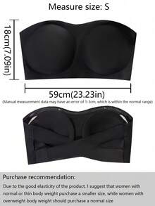 Women's Solid Color Wireless Bra, Sexy Straight Band, Anti-Slip Side Buckle, Removable Padding, Criss-Cross Back, Strapless - Pink - View 8