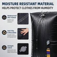 Vacuum Compression Bags And Pump, Home Storage Organizer For Clothes And Closet, TPU Material, Reusable - Black - View 3