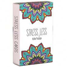 1Set/50pcs <Stress Less> Cards, Stress Less Cards, Mindfulness & Meditation Prompt Card Deck, Self-Care Relaxation Exercise Cards For Stress & Anxiety Relief, Daily Calm Activity Cards, For Office, Home, Bedtime, Mental Relaxation & Wellness Gifts - Multicolor - View 2