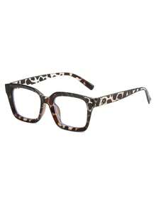 1 Pair Women's Colorblock Square Personalized Versatile Clear Lens Glasses, Suitable For Back To School, Daily Life, Office And Other Occasions, Fits All Face Shapes, Can Be Used As Decoration - Multicolor - View 2