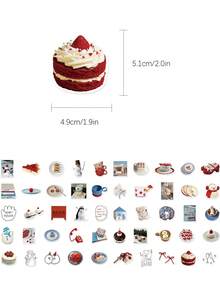 50pcs Winter Cream Style Stickers For Phone Case, Refrigerator, Planner, Diary, Scrapbook, Planner, Luggage, Window, Guitar, Helmet, Skateboard, Laptop - Multicolor - View 7