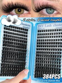 384pcs Single Eyelash Extensions, Eyelash Tray, Cluster False Eyelashes, DIY Home Eyelash Extensions, Cluster False Eyelashes, Single False Eyelashes, False Eyelashes, Natural Eyelashes Vs Thick Eyelashes, Aesthetic - Multicolor - View 5
