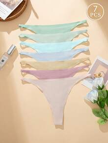 7pcs Women's Colorful Sexy Soft Thong Bikini Swimsuit Set, Christmas Halloween Gift - Multicolor - View 2