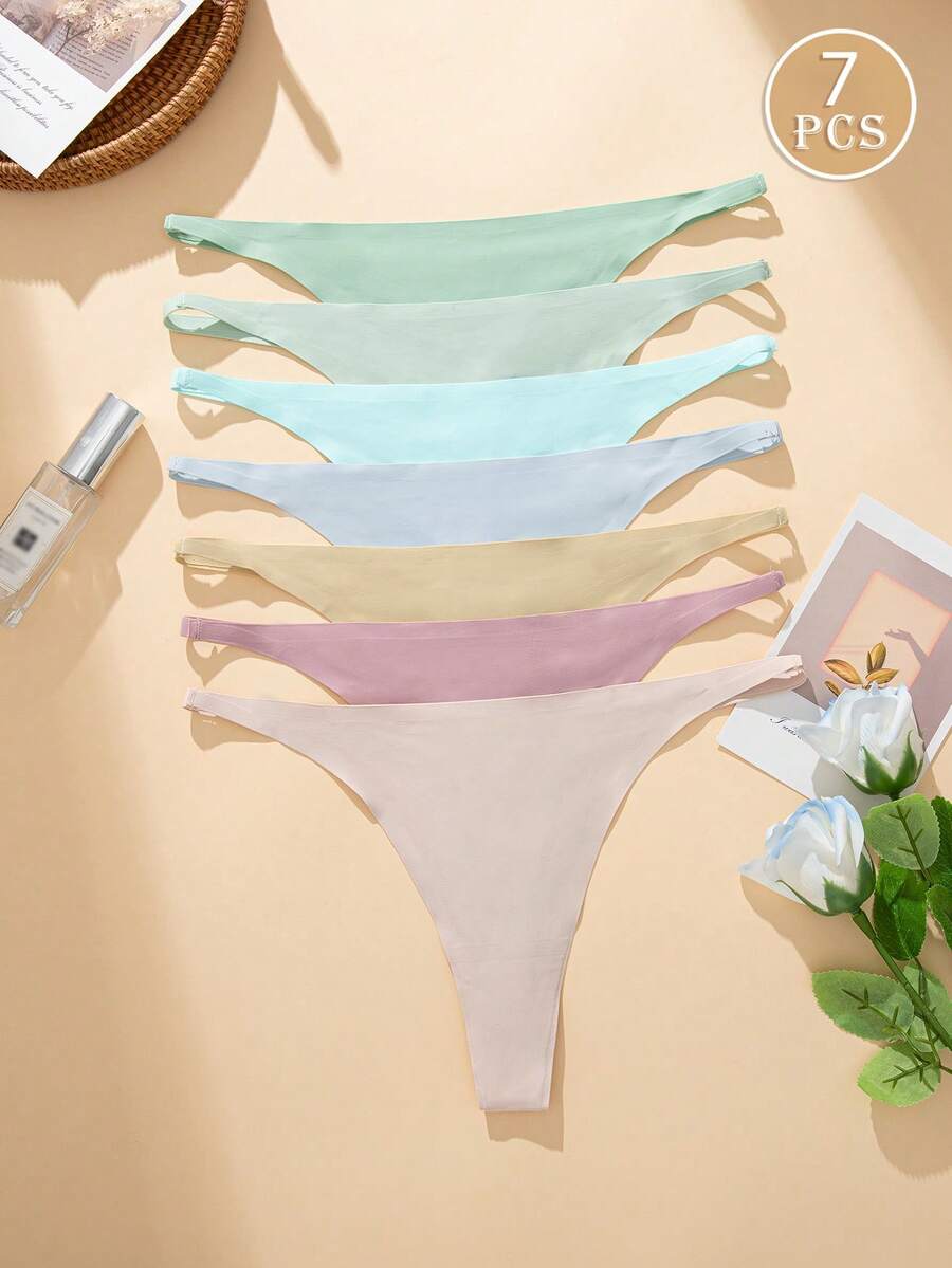 7pcs Women's Colorful Sexy Soft Thong Bikini Swimsuit Set, Christmas Halloween Gift