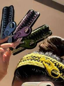 Funny Zipper & Hook And Loop Long Hair Band, Cute Daily Makeup & Face Washing Hair Tie For Taming Flyaways - Multicolor - View 2