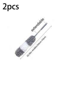1pc Extendable Microfiber Duster With Stainless Steel Handle And Telescopic Pole, Home Dusting Fiber Brush Gap Cleaning Tool, Extendable Feather Duster, Perfect For Ceiling, Fan And Furniture Cleaning, Household Use - Multicolor - View 12