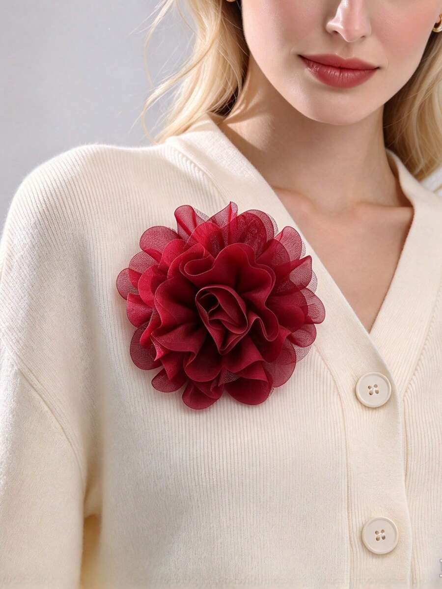 NAIZHU 1pc Fashion Creative Large Flower Brooch For Women, Suitable For Daily, Party, Vacation Wear - Multicolor - View 1
