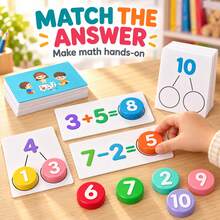 Math Activity Cards With Number Discs, Addition And Subtraction Game, Number Bonds Learning Set For Kids Ages 6+ - Math Addition and Subtraction Cards - View 2