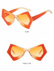 1 Pair Of New-Eye Eyeglasses With Large Frames Women, Fashionable And Unique, Suitable Runway Shows And Street Photography. They Are An Accessory Summer Beach Vacations, Holiday Gifts, Back-To-School Season, Travel - Gradually Orange Frame, Gradually Tea Leaves - View 6