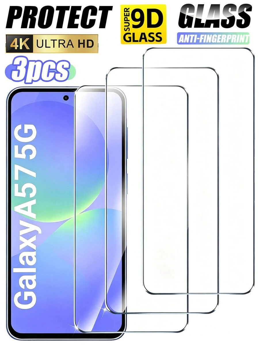 3 Packs [2026 New] 9H Hardness Tempered Glass Screen Protector ForSamsung Galaxy A57 5G (6.7 Inch), Anti-Scratch, Shatterproof, HD Clear, Bubble Free, Anti-Fingerprint, Easy Install, Case Friendly, Full Coverage, Ultra-Thin, Smooth Touch, Birthday Gift For Friends & Family - Clear - View 1
