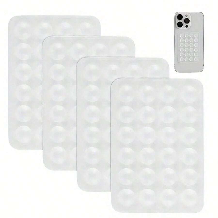 4 Packs New Fashion Silicone 24-Suction Cup Single-Sided No-Drill Phone Holder - Clear - View 1