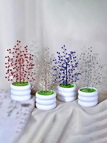 1pc Shiny Rhinestone Artificial Flower Potted Plant Faux Flower Stem Festival Creative Ornament Home Room Desktop Office Wedding Garden Decor - Multicolor - View 2