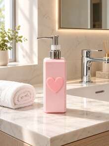1pc 8.5oz Plastic Soap Dispenser, Heart-Shaped Accessory Bottle, Square Lotion Bottle, Suitable For Shampoo, Body Wash, Conditioner, Hand Soap And Home Bathroom Decor - Heart-shaped Travel Bottles - View 12
