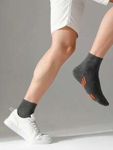 5 Pairs Men's Mid-Calf Socks, Breathable And Moisture-Wicking, Durable Sports Socks For Teenagers, All Seasons - Multicolor - View 2