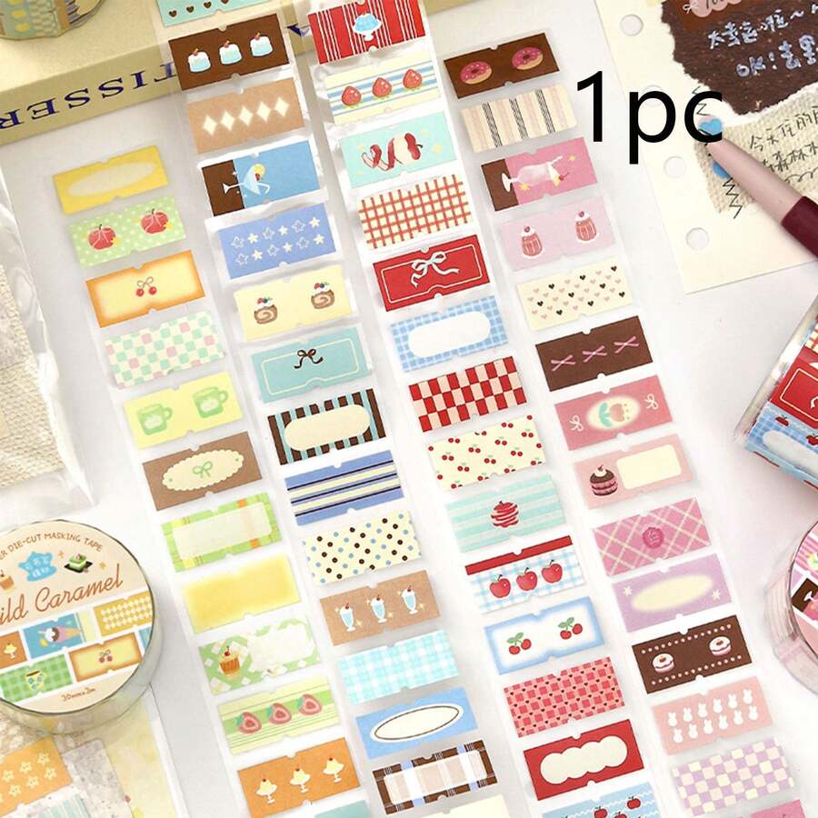 1 buah Pita Washi Potong Mati Seri Gerakan Teh Sore, Label Kreatif untuk Perencana, Scrapbooking, Dekorasi, Kolase - Beraneka warna - View 1