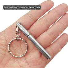 Mini Stainless Steel Keychain Ballpoint Pen, Neutral Ink, Portable Pocket Pen With Built-In Clip For Keys And Backpacks, Screw-On Cap Design, Secure Cap, Durable And Drop-Resistant, Compact Space-Saving, Emergency Writing, Suitable For Outdoor Travel And Office Notes, Metal Texture - Rectangle - View 4