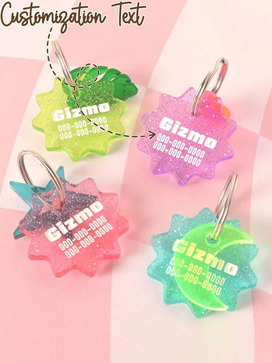 1pc Laser Engraved Customized Pet Shiny Jelly Color Pet Name Tag, Personalized Pet ID Tag, Pet Identity Plate, Pet Tag, A Personalized Small Gift For Family/Friends/Pets - Pet Tag - View 1