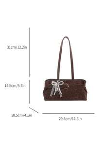 Vintage Commuter Textured Underarm Bag New Fashion Niche Handheld Shoulder Bag Personalized Minimalist Leopard Print Underarm Bag - Coffee - View 2