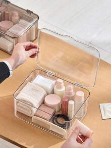 Large Capacity Jewelry Box With Transparent Flip Lid, Space-Saving Jewelry Storage Box For Women, Multi-Functional Cosmetic Organizer, Suitable For Dorm, Home, Living Room, Bathroom, Bedroom, Apartment Vanity, Home Decor Accessory - Multicolor - View 9